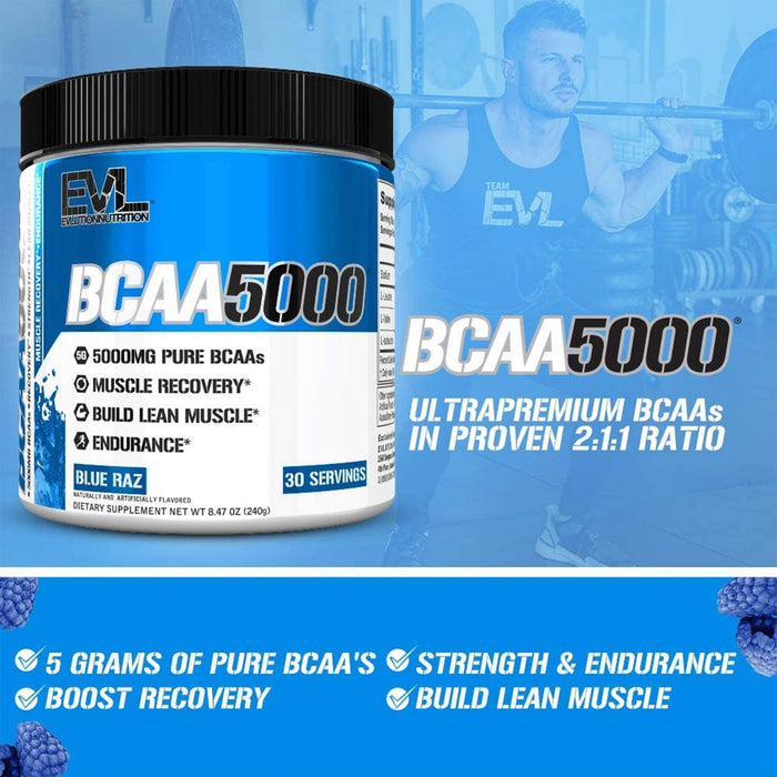 EVLUTION NUTRITION BCAA5000 | BLUE RAZ | EXCARTBD