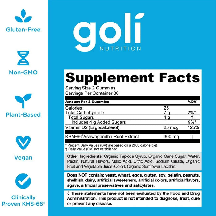 GOLI ASHWAGANDHA GUMMIES | NUTRITION FACTS 