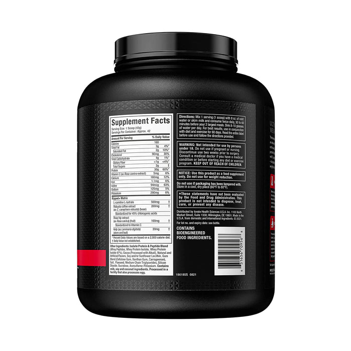NITRO-TECH RIPPED - 4LBS | CHOCOLATE FUDGE BROWNIE | NUTRITION FACTS | EXCARTBD.COM