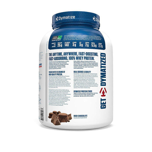 DYMATIZE ELITE 100% WHEY PROTEIN | RICH CHOCOLATE FLAVOR | NUTRITION FACTS | EXCARTBD.COM
