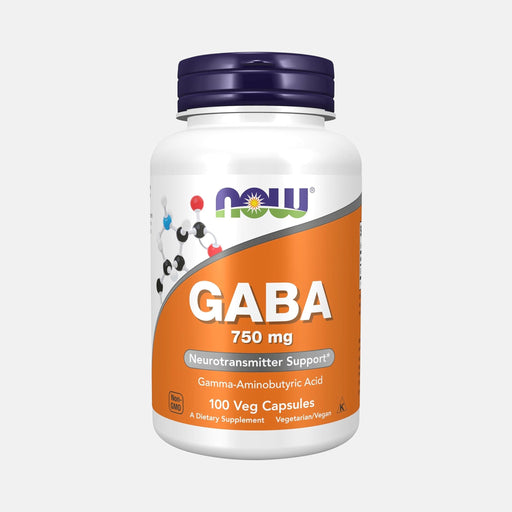 NOW Foods GABA 750mg 100 Veg Capsules - Supports Relaxation & Nervous System Health | Excartbd