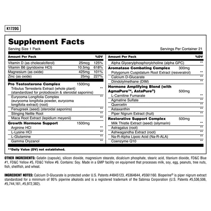 ANIMAL STAK NUTRITION FACTS | EXCARTBD.COM