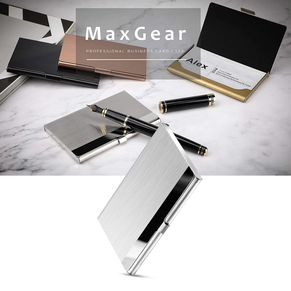 Pocket Stainless Steel & Metal Business Card Holder Case ID Credit Wallet  Silver