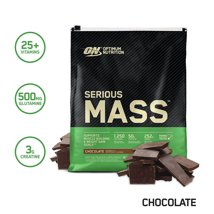 OPTIMUM NUTRITION SERIOUS MASS 12LBS | CHOCOLATE FLAVOR | EXCARTBD.COM