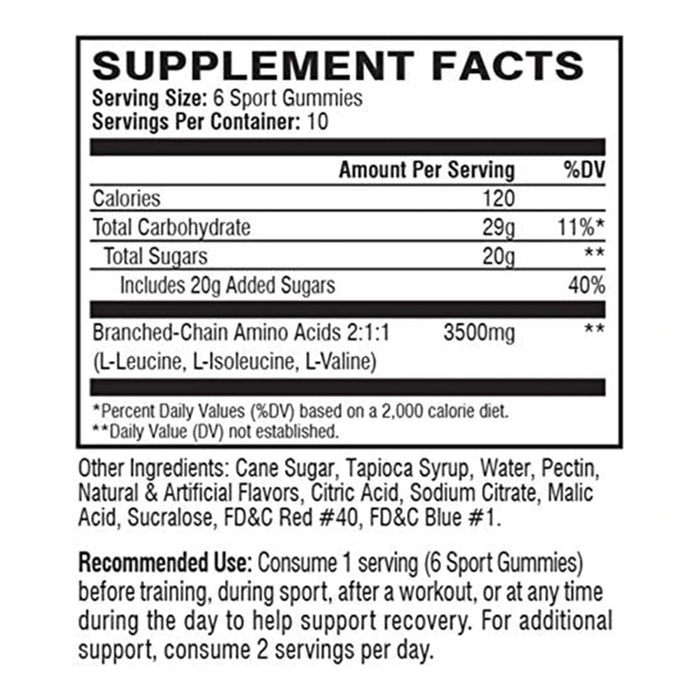 XTEND | SPORTS | RECOVERY | GUMMIES | NUTRITIONFACTS | EXCARTBD.COM